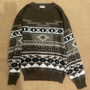 Vintage Green Aztec Sweater Medium